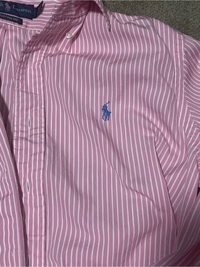 Ralph Lauren Pink and White Stripe Oxford Button-Down Shirt